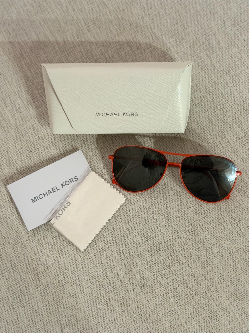 Michael Kors Orange Aviator Sunglasses with Black Lenses - Picture 5 of 7